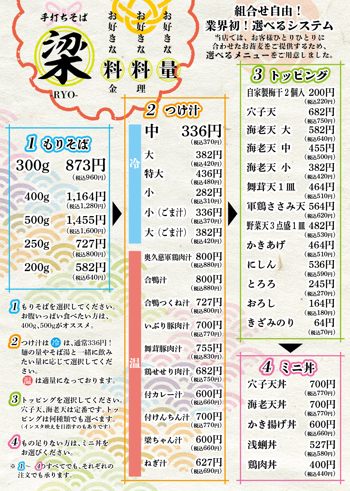 選べるメニュー